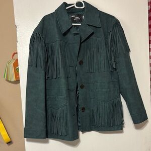 Urban Outfitters Green Leather Jacket Tailored Design